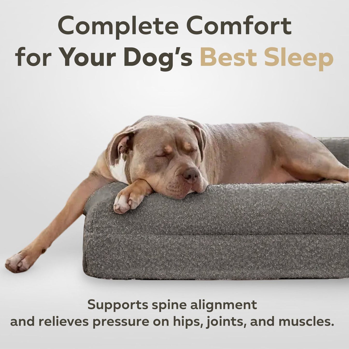 Bundle - Grey Boucle Fabric & Orthopaedic Foam Dog Bed + Spare Cover