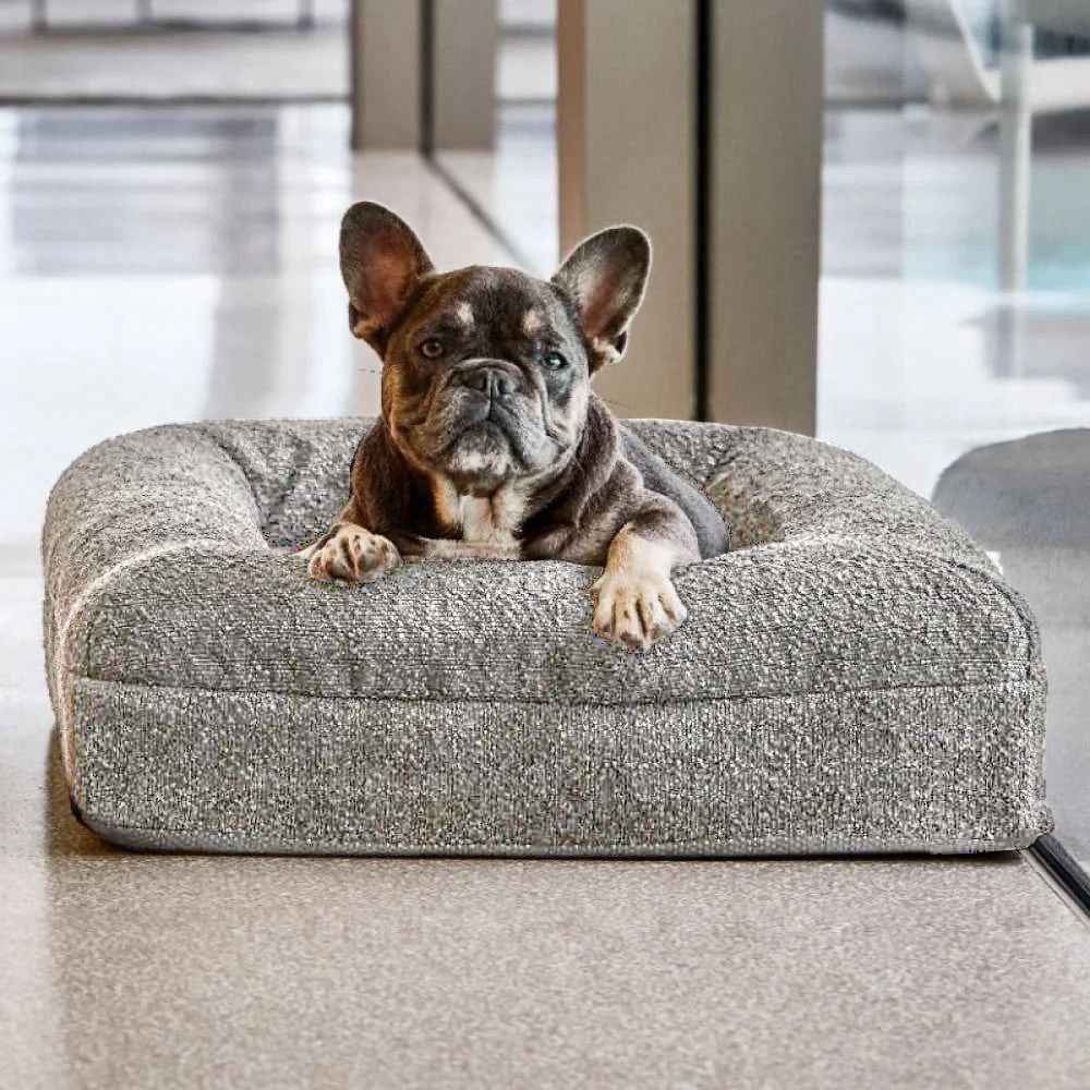 Bundle - Grey Boucle Fabric & Orthopaedic Foam Dog Bed + Spare Cover