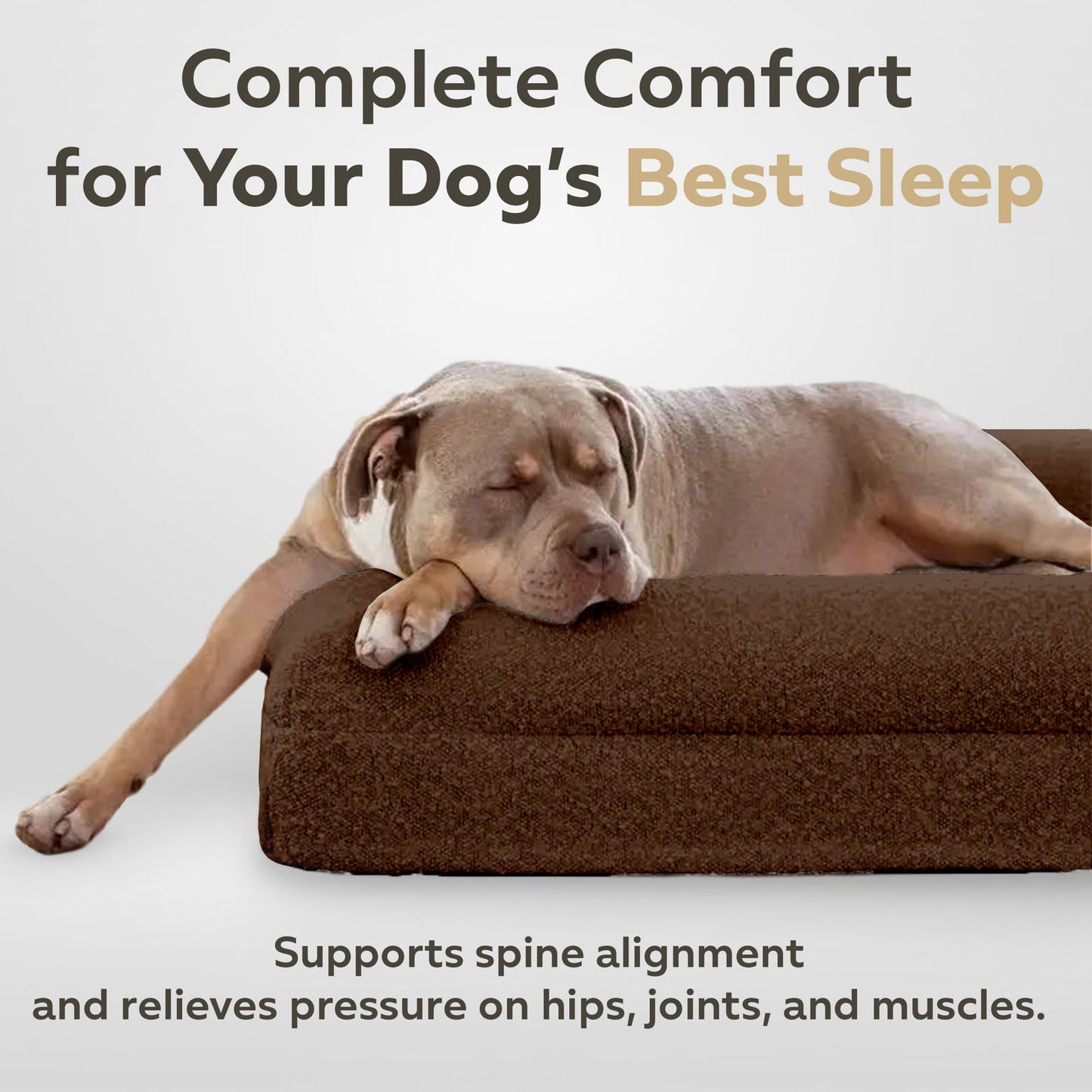 Bundle - Brown Boucle Fabric & Orthopaedic Foam Dog Bed + Spare Cover