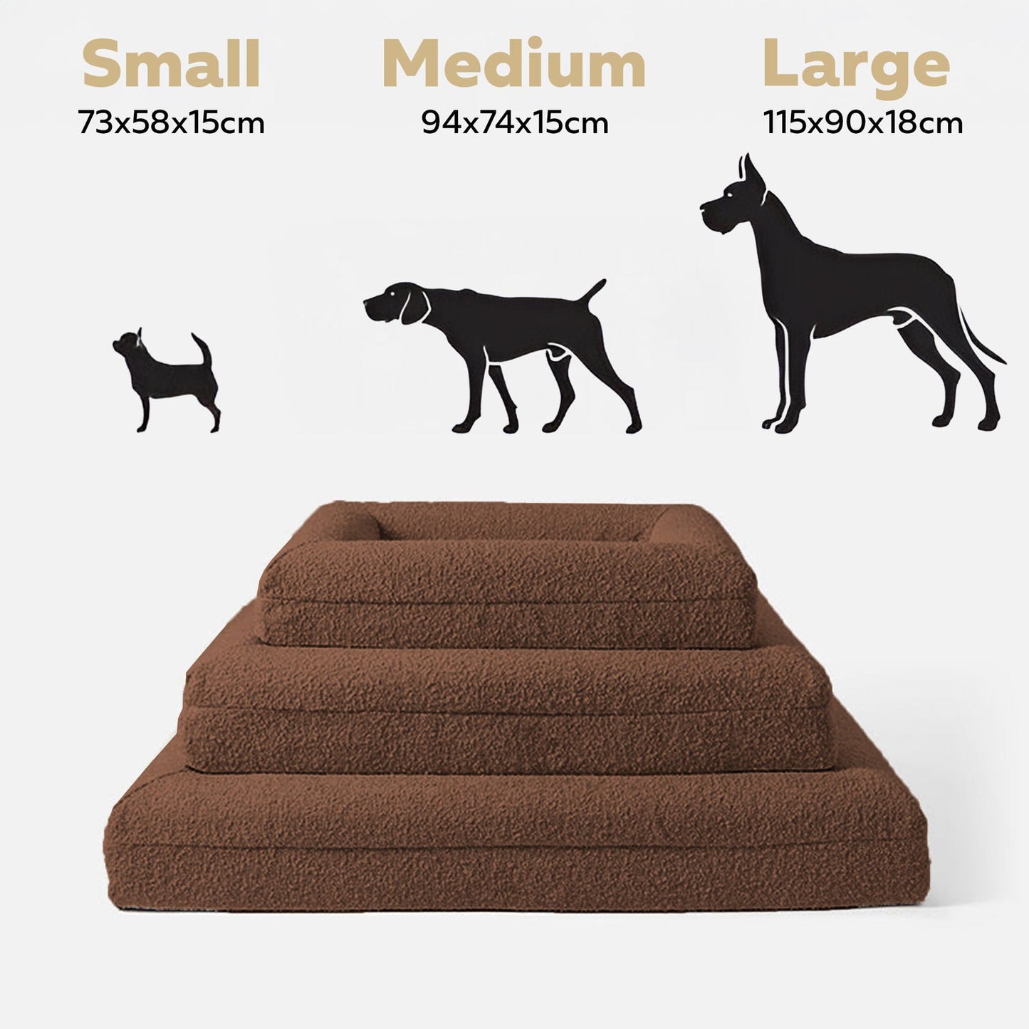 Brown Spare Boucle Cover - Hardwearing Washable Brown Fabric Dog Bed Cover