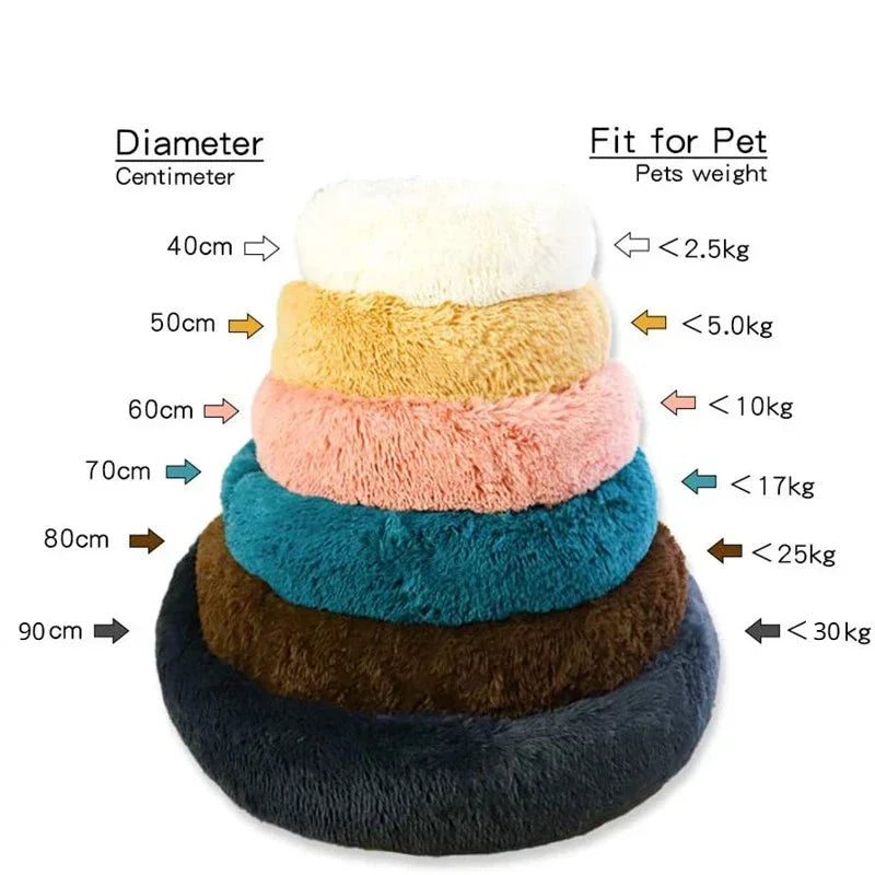 Super soft round fabric calming dog bed