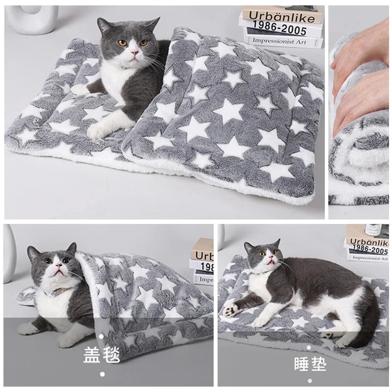 Calming Pet Mat - Flannel Pattern Sleeping Dog / Cat Bed