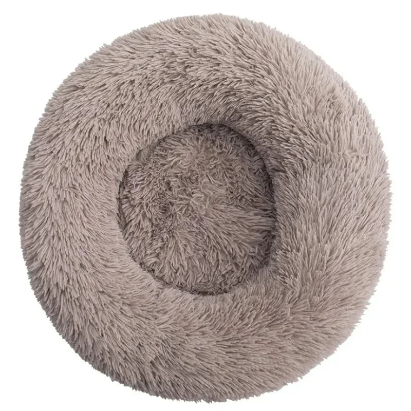 Super soft round fabric calming dog bed