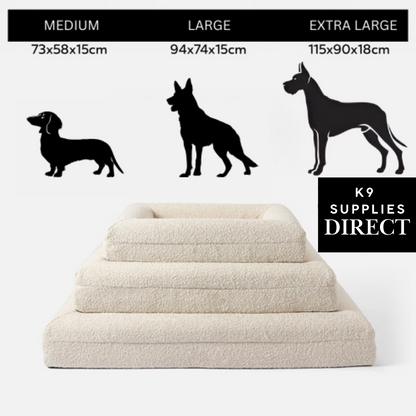 Firm Memory Foam Dog Bed In Ivory Boucle Fabric - Large