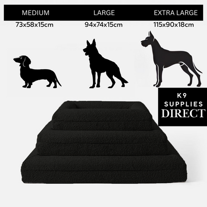 Firm Memory Foam Dog Bed In Black Boucle Fabric - Large