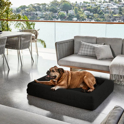 Firm Memory Foam Dog Bed In Black Boucle Fabric - Large