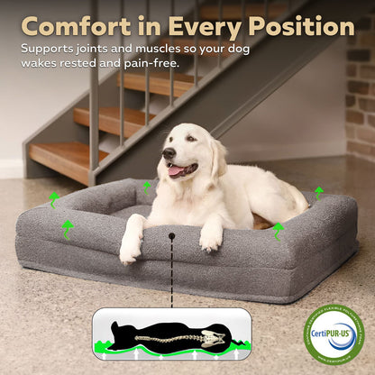 Large - Firm Memory Foam Dog Bed In Boucle Fabric