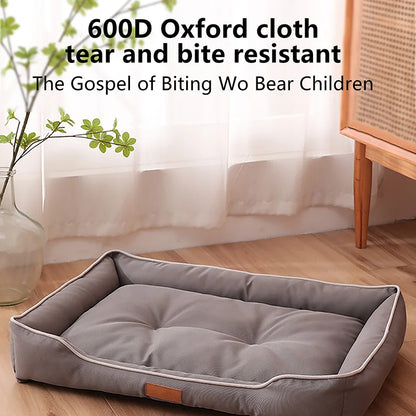 Oxford Dog Bed - Waterproof, Thickened Tough Cover, Cotton Filling & Bite-Resistant Upholstery