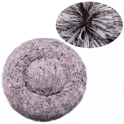 Super soft round fabric calming dog bed