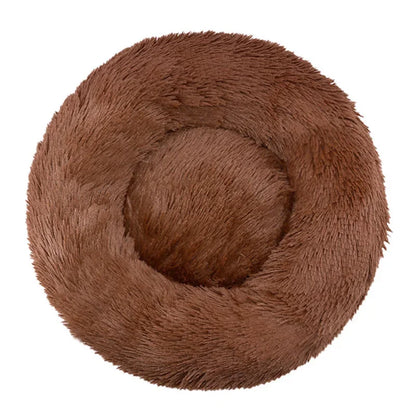 Super soft round fabric calming dog bed