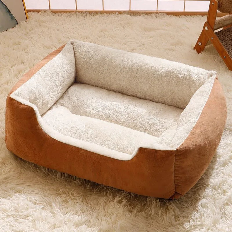 Two Tone Fabric Dog Bed With Soft & Fluffy Inner Liner & Colour Upholstery Exterior