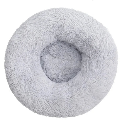 Super soft round fabric calming dog bed