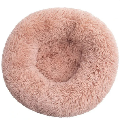 Super soft round fabric calming dog bed