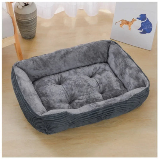 Super Soft 2-Tone Fabric Square Dog Bed – Stylish Comfort for Your Furry Friend