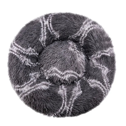 Super soft round fabric calming dog bed