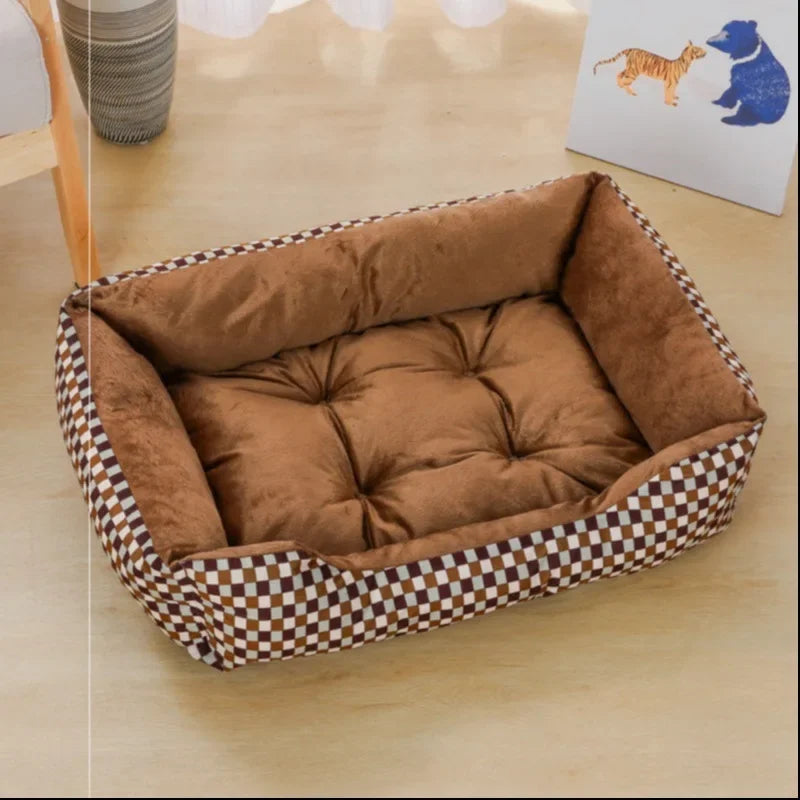 Super Soft 2-Tone Fabric Square Dog Bed – Stylish Comfort for Your Furry Friend