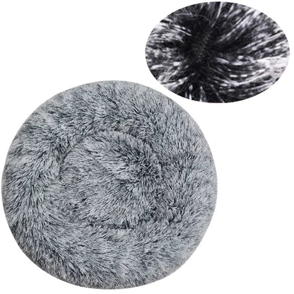 Super soft round fabric calming dog bed