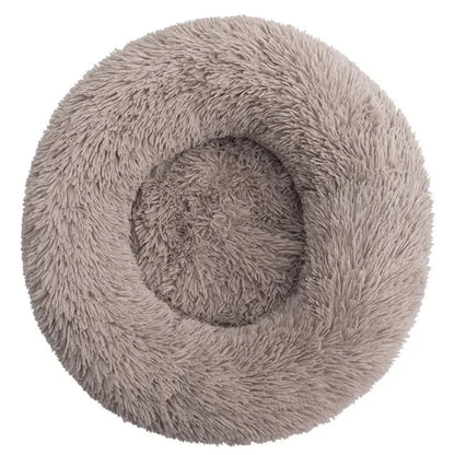 Super soft round fabric calming dog bed
