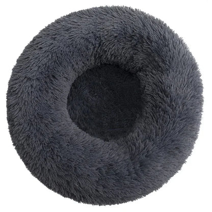Super soft round fabric calming dog bed